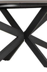 Large Smoked Oak Oval Dining Table Metal Cross Legs 200cm