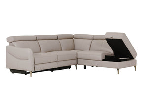 Stone Fabric Large Electric Corner Recliner Sofa RHF