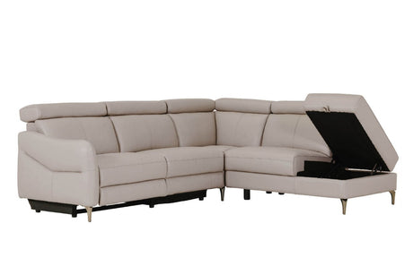 Stone Fabric Large Electric Corner Recliner Sofa RHF