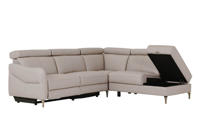 Stone Fabric Large Electric Corner Recliner Sofa RHF