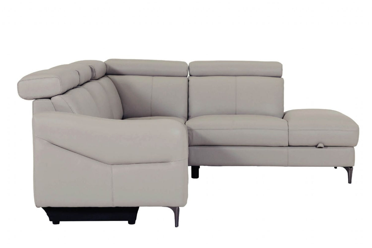 Stone Fabric Large Electric Corner Recliner Sofa RHF