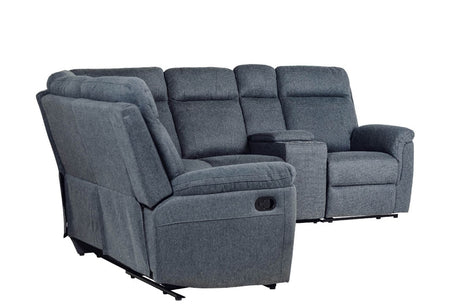 Azul Grey Fabric 4 Piece Large Manual Corner Recliner Sofa