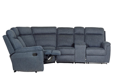 Azul Grey Fabric 4 Piece Large Manual Corner Recliner Sofa