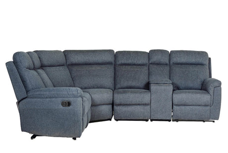 Azul Grey Fabric 4 Piece Large Manual Corner Recliner Sofa
