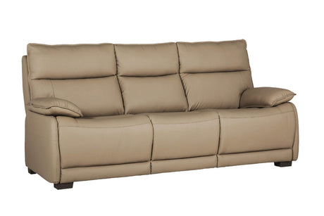Latte Leather 3 Seater Standard Back Sofa