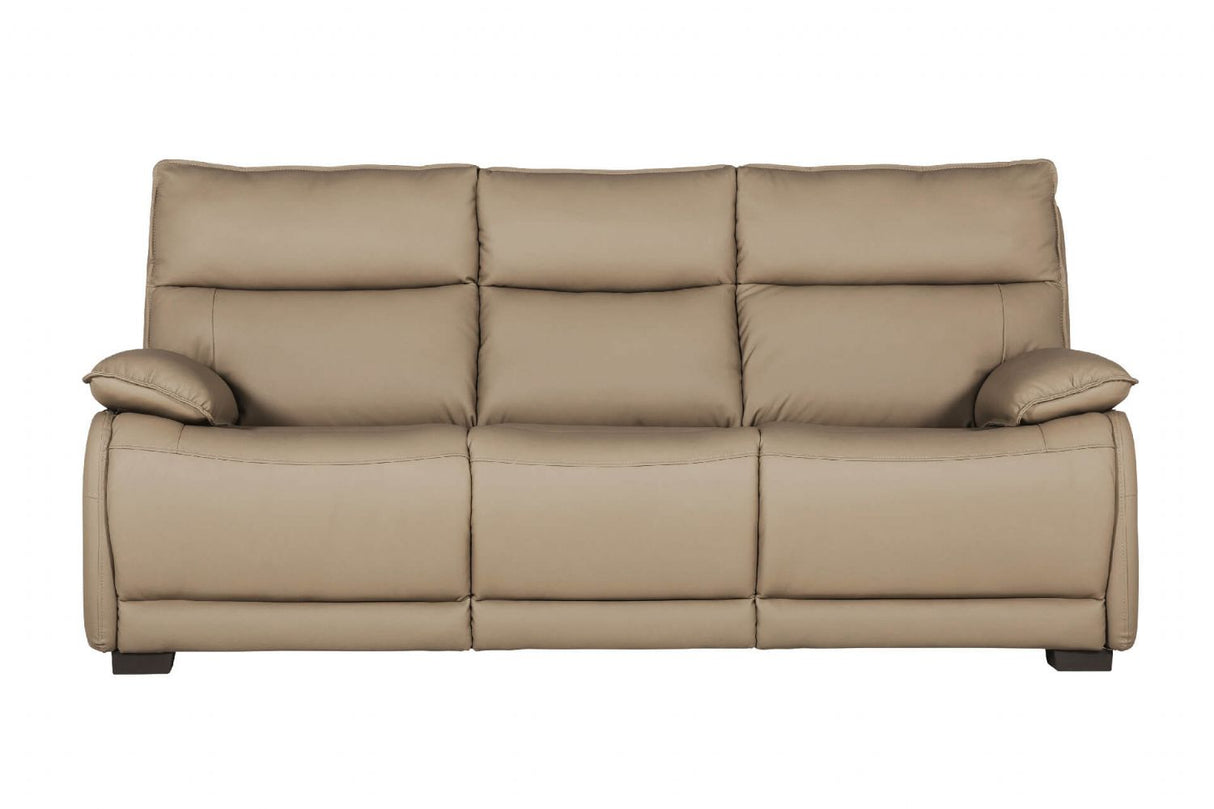 Latte Leather 3 Seater Standard Back Sofa
