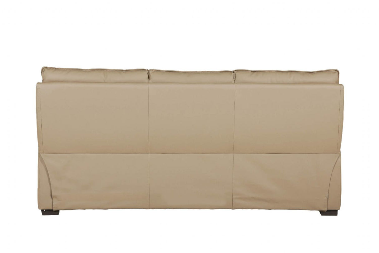 Latte Leather 3 Seater Standard Back Sofa