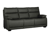 Dark Grey Leather 3 Seater Standard Back Sofa