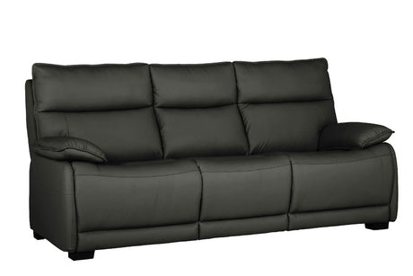 Dark Grey Leather 3 Seater Standard Back Sofa