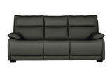 Dark Grey Leather 3 Seater Standard Back Sofa