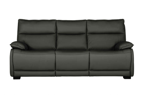Dark Grey Leather 3 Seater Standard Back Sofa