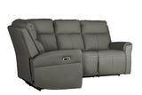 Ash Grey Leather Large Electric Corner Recliner Sofa