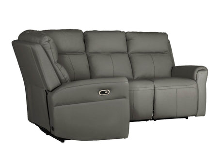 Ash Grey Leather Large Electric Corner Recliner Sofa