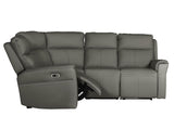 Ash Grey Leather Large Electric Corner Recliner Sofa