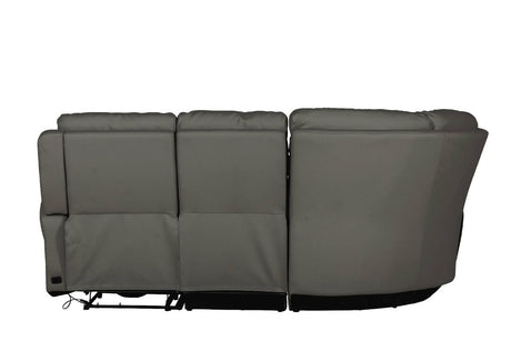 Ash Grey Leather Large Electric Corner Recliner Sofa