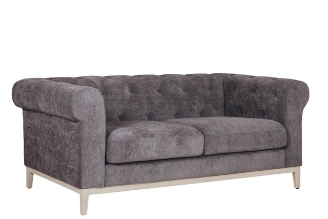 Dark Grey Fabric 2 Seater Chesterfield Sofa