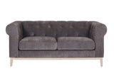 Dark Grey Fabric 2 Seater Chesterfield Sofa