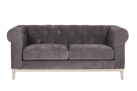 Dark Grey Fabric 2 Seater Chesterfield Sofa