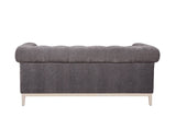 Dark Grey Fabric 2 Seater Chesterfield Sofa