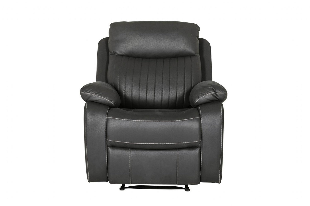 Dark Grey Leather Manual Recliner Chair