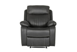 Dark Grey Leather Manual Recliner Chair