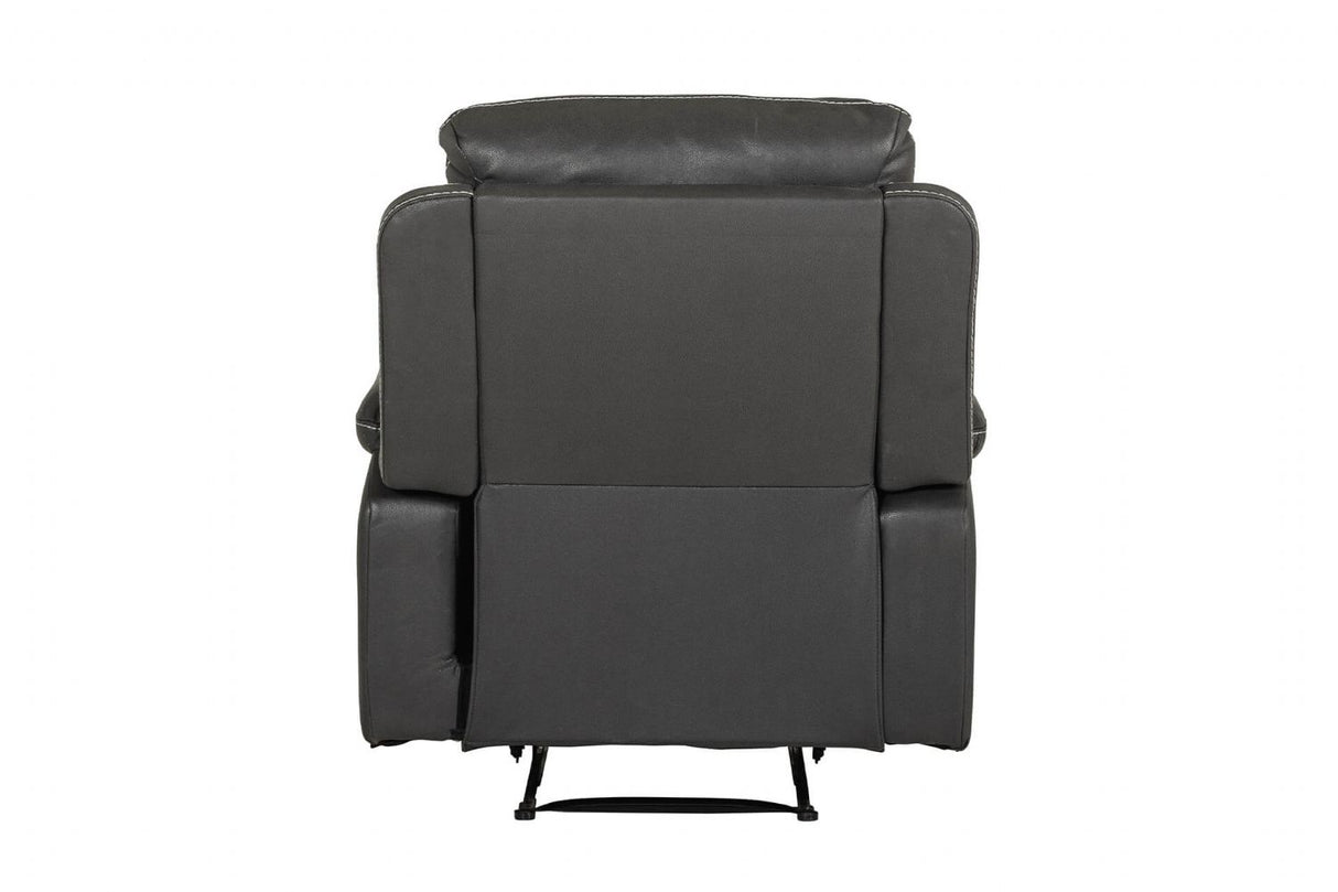 Dark Grey Leather Manual Recliner Chair
