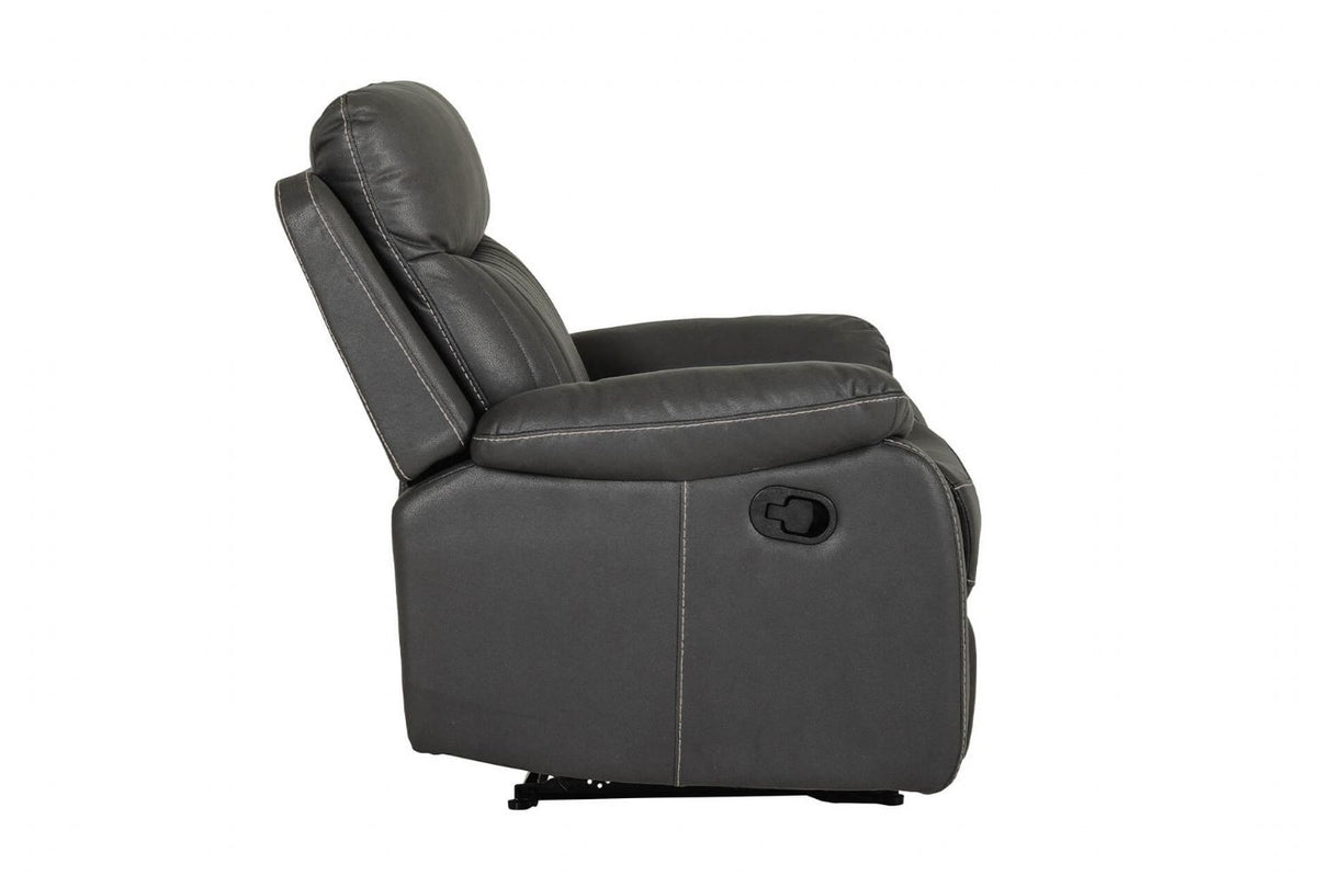 Dark Grey Leather Manual Recliner Chair