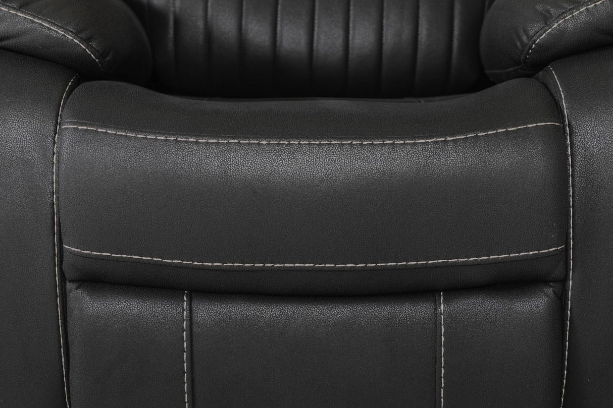 Dark Grey Leather Manual Recliner Chair