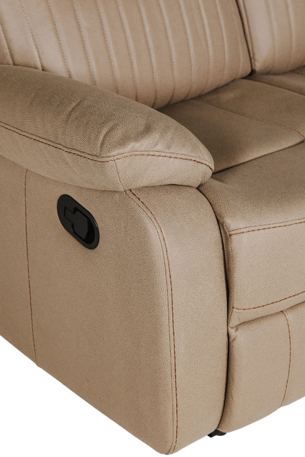 Light Brown Fabric 2 Seater Manual Recliner Sofa
