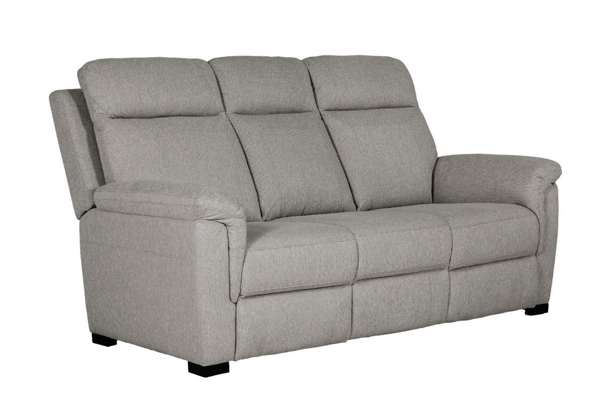 Grey Fabric 3 Seater Standard Back Sofa Cushioned Headrest