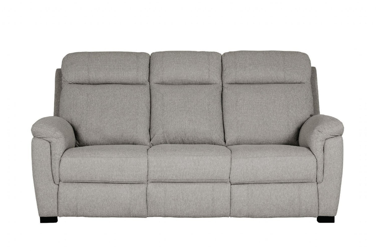 Grey Fabric 3 Seater Standard Back Sofa Cushioned Headrest