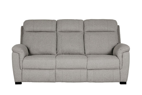 Grey Fabric 3 Seater Standard Back Sofa Cushioned Headrest