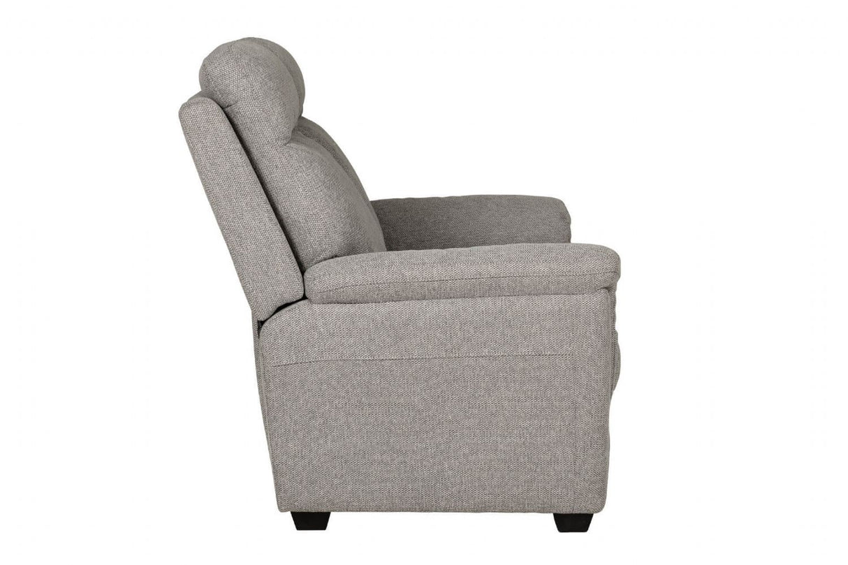 Grey Fabric 3 Seater Standard Back Sofa Cushioned Headrest