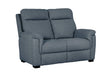 Blue Fabric 2 Seater Standard Back Sofa Cushioned Headrest