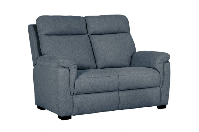 Blue Fabric 2 Seater Standard Back Sofa Cushioned Headrest