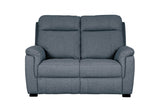 Blue Fabric 2 Seater Standard Back Sofa Cushioned Headrest