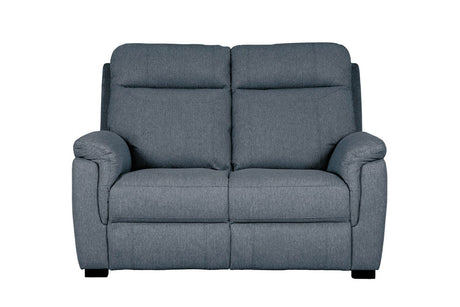 Blue Fabric 2 Seater Standard Back Sofa Cushioned Headrest