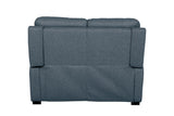 Blue Fabric 2 Seater Standard Back Sofa Cushioned Headrest