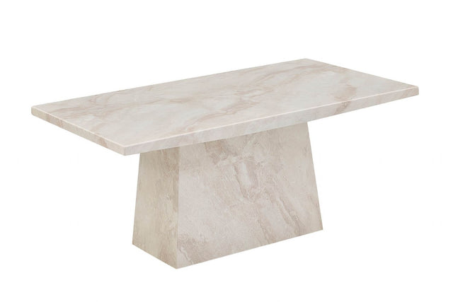 Taupe Marble Gloss Finish Rectangular Coffee Table