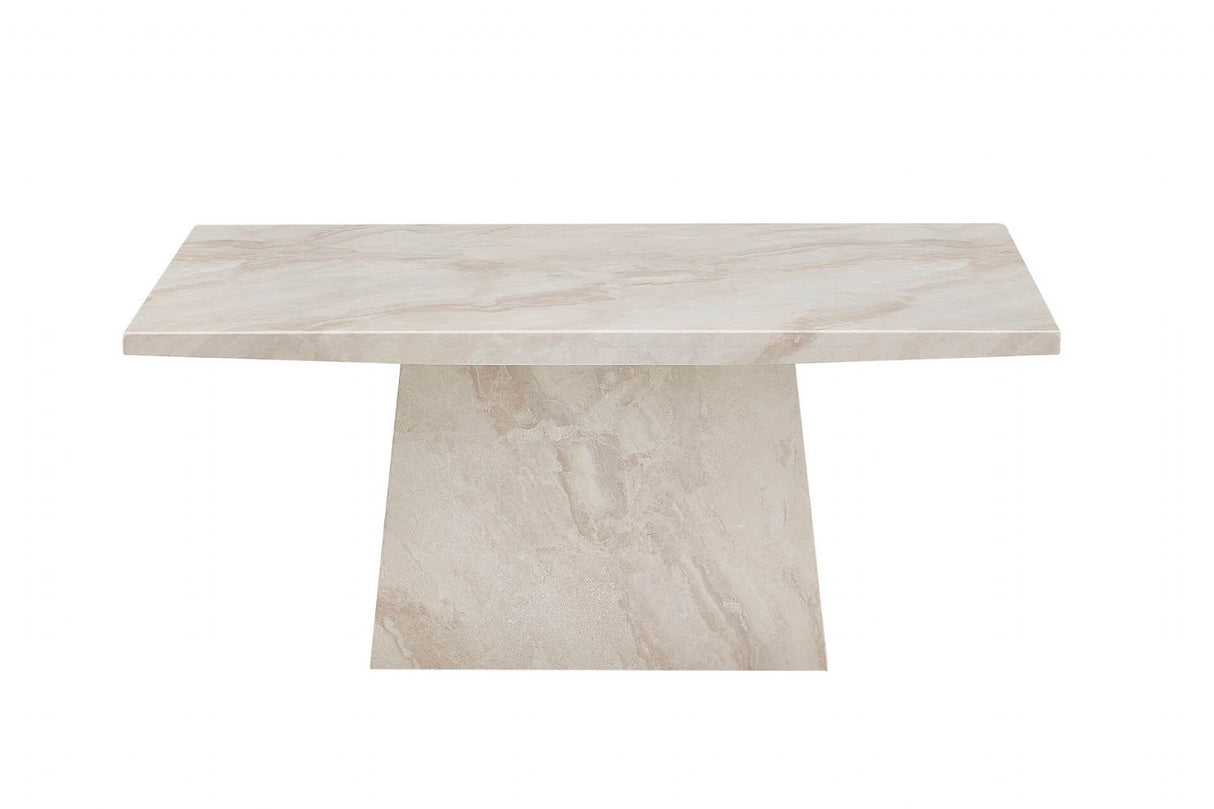 Taupe Marble Gloss Finish Rectangular Coffee Table