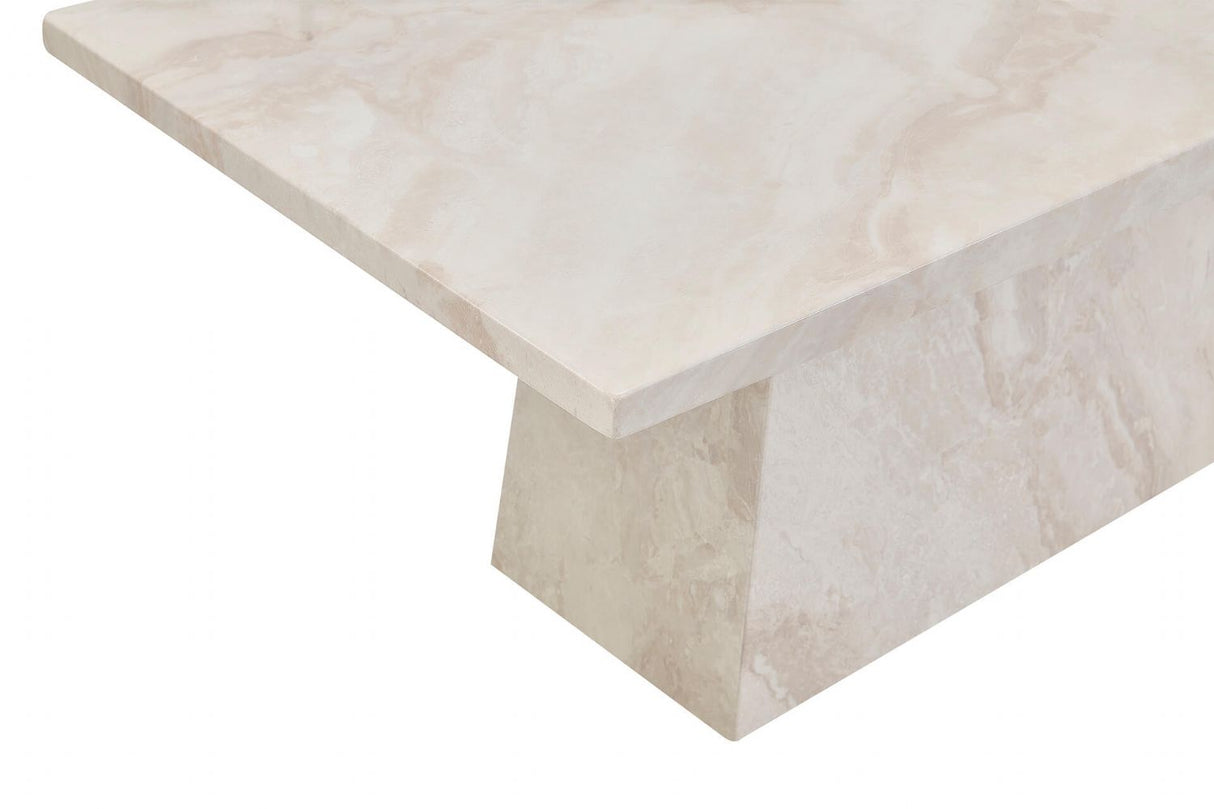 Taupe Marble Gloss Finish Rectangular Coffee Table