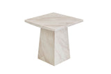 Modern Taupe Marble Gloss Finish Non Porous Side Lamp Table