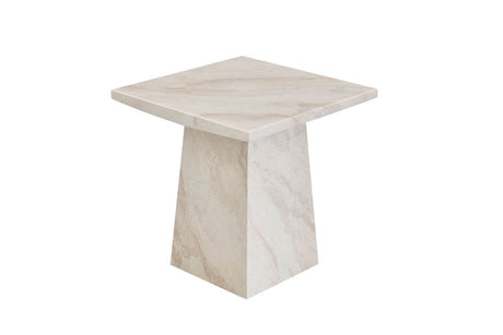 Modern Taupe Marble Gloss Finish Non Porous Side Lamp Table