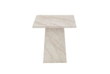 Modern Taupe Marble Gloss Finish Non Porous Side Lamp Table