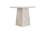 Modern Taupe Marble Gloss Finish Non Porous Side Lamp Table