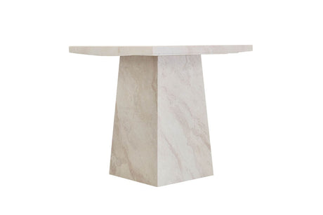 Modern Taupe Marble Gloss Finish Non Porous Side Lamp Table