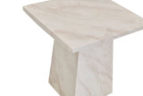 Modern Taupe Marble Gloss Finish Non Porous Side Lamp Table