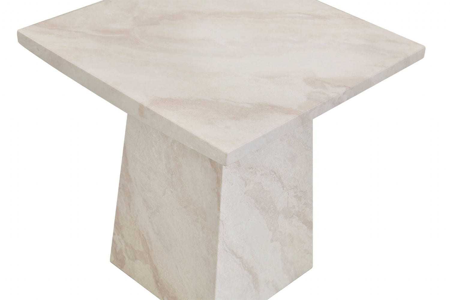 Modern Taupe Marble Gloss Finish Non Porous Side Lamp Table