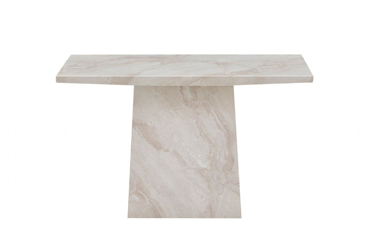 Taupe Marble Gloss Finish Rectangular Console Hall Table