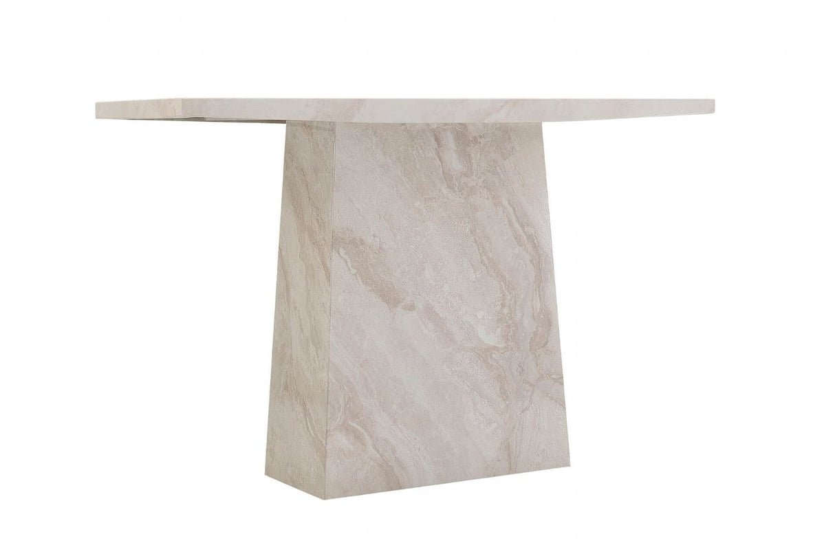 Taupe Marble Gloss Finish Rectangular Console Hall Table